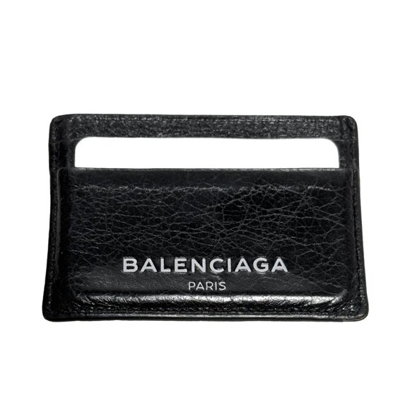 Balenciaga Black Leather Card Holder Mens Wallet - Picture 1 of 7